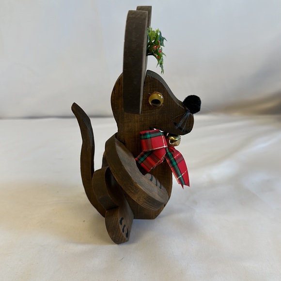 Vintage Christmas Puzzle Piece Wooden Mouse Holiday Decor - Picture 2 of 10